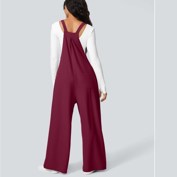 HALARA TALL Red Jumpsuit with Square Neckline and Wide-Leg Fit - Picture 2 of 3